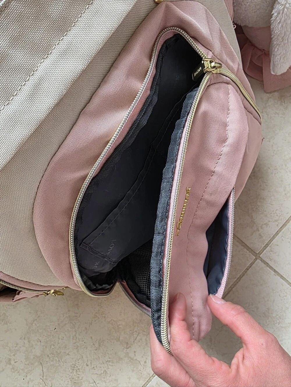 LOVEVOOK Pink Cream Multi Pocket Laptop Backpack Travel Work School Bag
